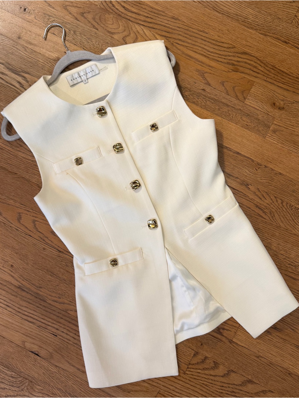 Endless Rose Cream Sleeveless Dress Vest with Gold Buttons